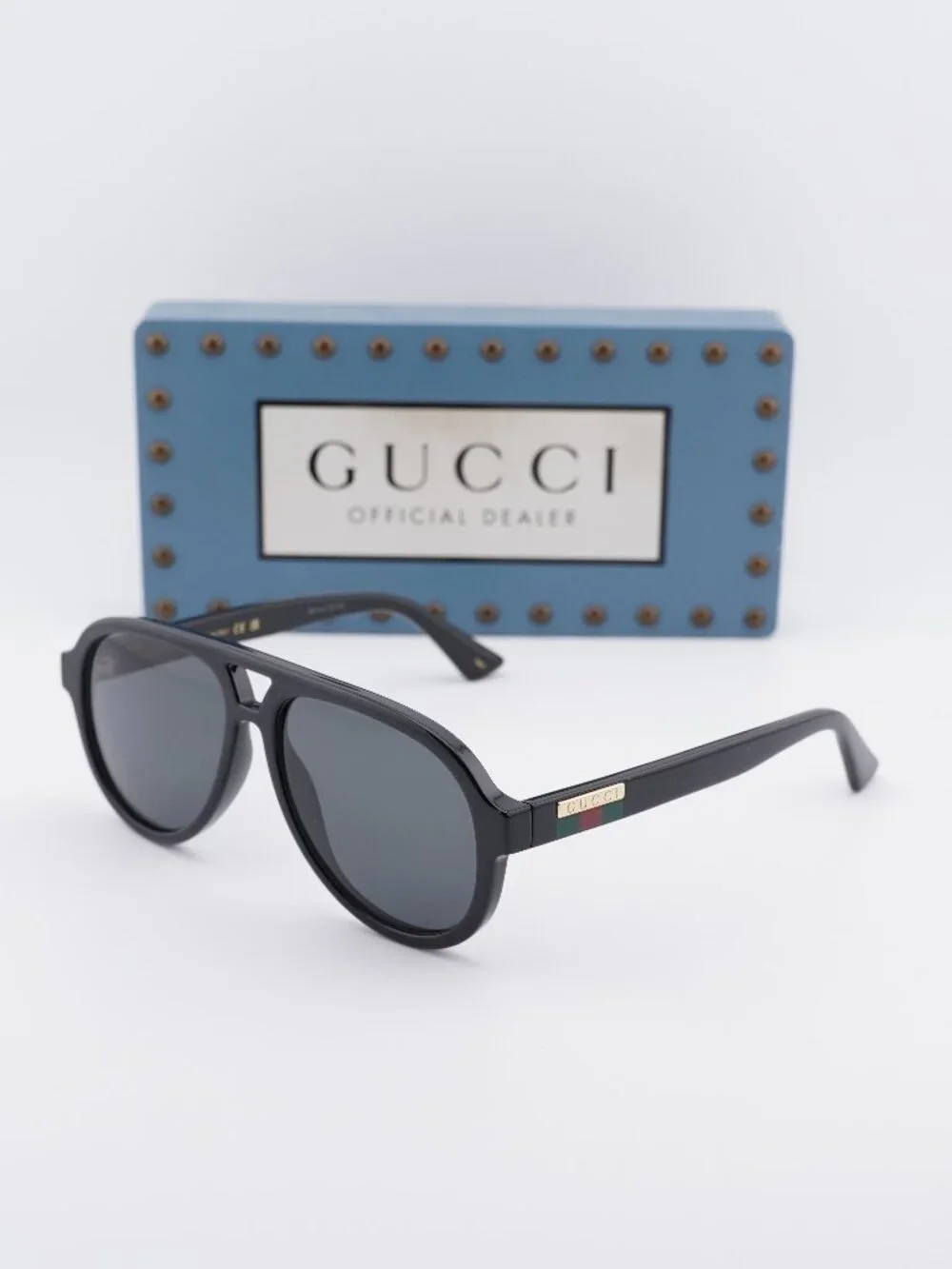 Gucci GG0767S 001 Aviator Men Sunglasses - Black / Grey